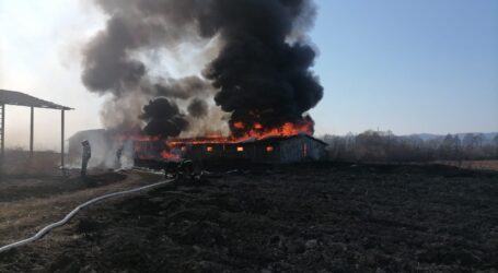 Depozit de furaje, făcut scrum în comuna Năpradea din cauza unui incendiu de vegetație