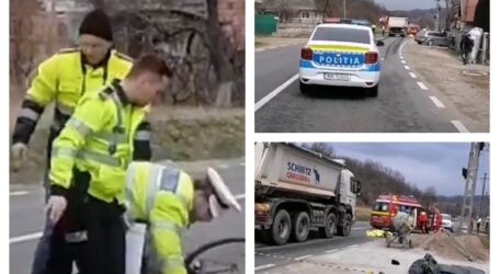 VIDEO. Accident mortal în Bălan: un biciclist a murit lovit de un camion