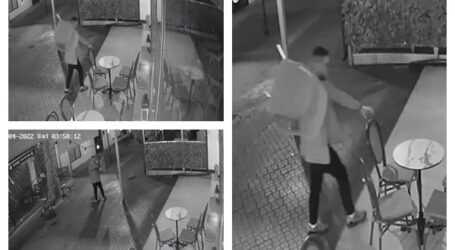 VIDEO. Un tânăr a furat azi-noapte scaune de pe terasele Brass și Happy din centrul Zalăului