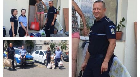 JOS PĂLĂRIA! Ofițerul Florin Lupu a organizat o acțiune umanitară pentru mai mulți copii nevoiași din Zalău