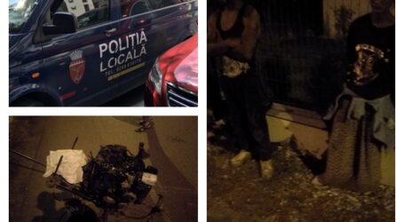 FOTO. Doi polițiști locali din Zalău au prins azi-noapte 3 hoți care au furat motorul unei mașini parcate în oraș