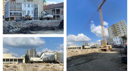 FOTO. S-a demolat clădirea PTTR din Zalău. În locul imobilului vechi de 52 de ani se ridică un hotel de lux cu centru SPA