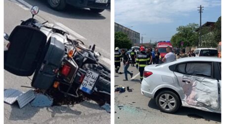 FOTO. Motociclist din Sălaj, rănit într-un accident în Cluj, după ce un șofer i-a tăiat calea