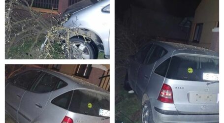 FOTO. Un șofer rupt de beat din Meseșenii de Jos a intrat cu mașina în gardul a 2 case, apoi s-a oprit într-un copac