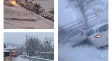 FOTO. Mai multe drumuri BLOCATE în Sălaj din cauza zăpezii