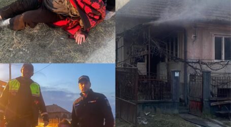 FOTO. Un polițist și un jandarm au salvat o persoană din Hida, surprinsă de un incendiu