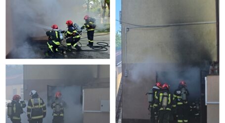 VIDEO. Cum s-a produs incendiul de la sediul E.ON Gaz Zalău – o posibilă tragedie, evitată prin intervenția rapidă a pompierilor