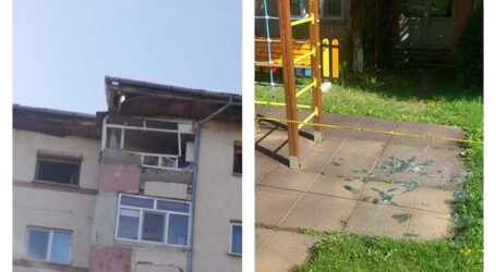 FOTO. Bucăți de sticlă, aruncate în parcul de joacă pentru copii, după explozia din Zalău. Primele informații OFICIALE