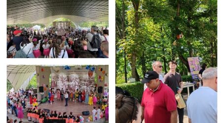 Primarul Zalăului, Florin Florian alături de fiul său, în mijlocul copiilor de 1 Iunie