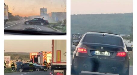 VIDEO. La intrare în Zalău, un șofer cu numere „MAFIA” de Polonia a pierdut controlul volanului și a intrat într-un cap de pod