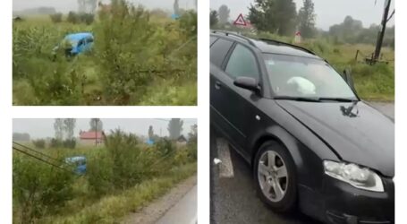 FOTO. Accident în comuna Gâlgău, pe DN1C. Un șofer băut a intrat într-un autoturism condus regulamentar