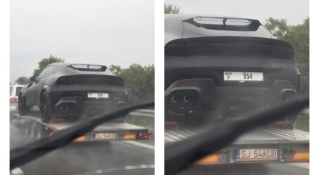 VIRAL. Un Ferrari cu numere de Dubai, pe o platformă înmatriculată în Sălaj