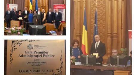 PERFORMANȚĂ! Sălăjeanul Cosmin Vlaicu, distins cu premiul „Funcționarul Public al Anului” de către Institutul de Științe Administrative