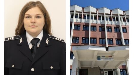 Tânăra polițistă Denisa Moldovan din Românași, avansată în grad înainte de termen pentru merite deosebite. Este șefă de post într-o comunitate mare de rromi
