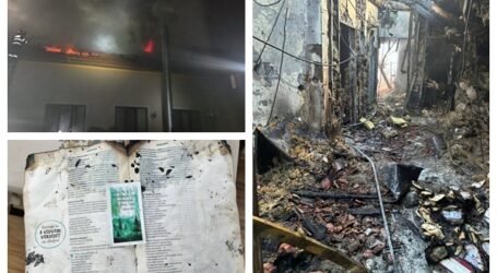 FOTO. Un semn de speranță în urma incendiului de la Pensiunea Agape din Aghireș: o Biblie a rămas intactă în mijlocul ruinelor