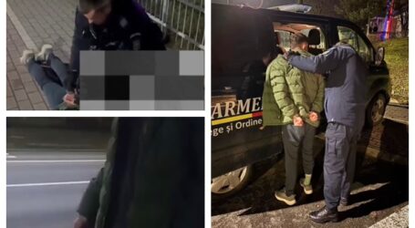 VIDEO. Scandal la un internat din Zalău. Un elev își amenință colegii cu un cuțit, apoi este imobilizat de jandarmi