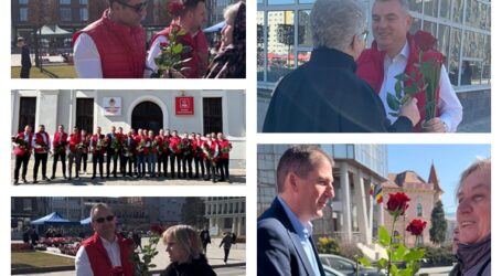De 8 Martie, organizația PSD Zalău a oferit trandafiri doamnelor și domnișoarelor din municipiu