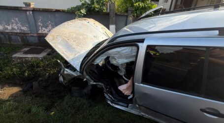 FOTO. Accident cu o victimă în Sânmihaiu Almașului – un șofer a pierdut controlul volanului și a intrat într-un cap de pod