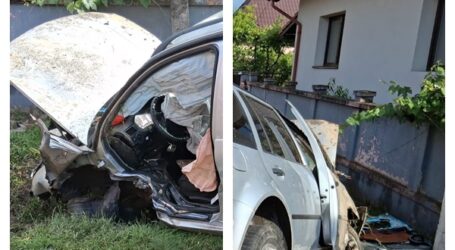 Șofer rănit după ce a intrat cu mașina într-un cap de pod, preluat de o ambulanță aflată în tranzit pe drumul Zalău – Cluj