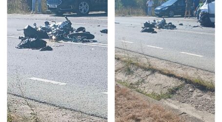 FOTO. O motociclistă din Cluj, rănită grav în accidentul din Topa Mică, după ce a pierdut controlul într-o curbă