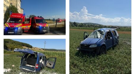 FOTO. Accident GRAV în Fildu de Jos provocat de un șofer începător. O victimă inconștientă, transportată cu elicopterul SMURD