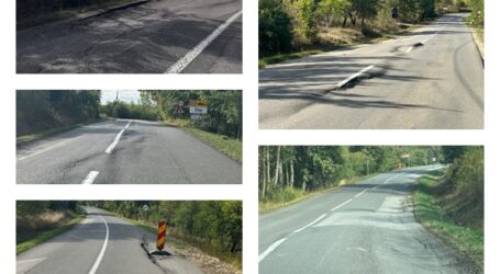FOTO. „Festivalul” băilor de ulei sparte. Un drum important din Sălaj a devenit COȘMAR pentru șoferi