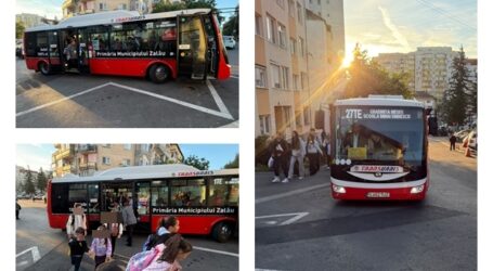 FOTO. A început proiectul-pilot de transport școlar în Zalău. Peste 350 de elevi au mers cu autobuzele încă din prima zi