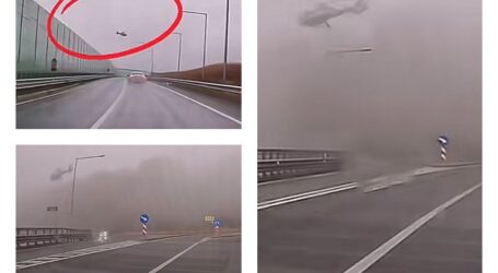 FOTO. Probleme pentru un elicopter care a încercat zilele trecute să zboare de la Zalău peste Meseș. S-a întors din cauza ceții ?!