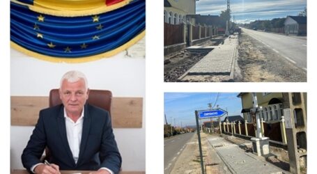 FOTO. Centrul comunei Cizer se schimbă complet, cu trotuare, locuri de parcare, arbori și spațiu verde