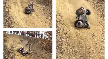 VIDEO. Momente tensionate pentru un participant la competiția off-road din Sălaj. Imagini virale cu un vehicul de teren care se dă peste cap zeci de metri pe o pantă