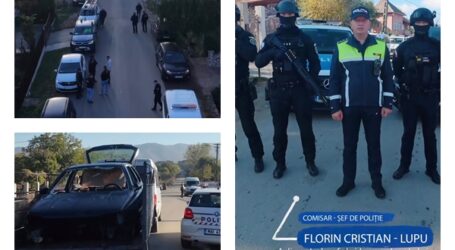 FOTO. Poliția a descins cu mascații și trupele speciale în Pusta din Șimleu Silvaniei. Un elicopter a fost folosit în sprijin
